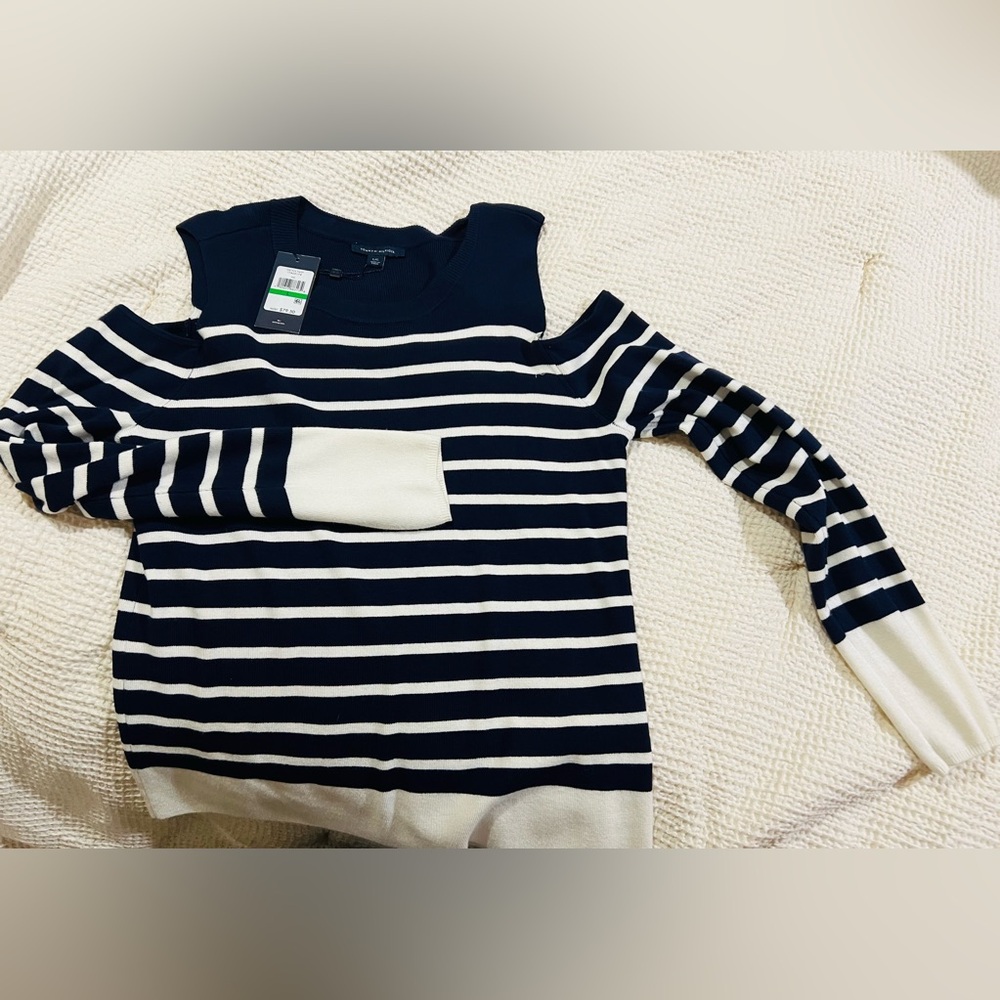 Tommy Hilfiger Striped Navy and Cream Sweater